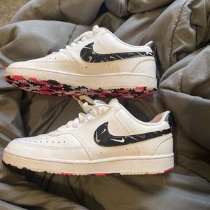 White, Black & Pink nike forces
